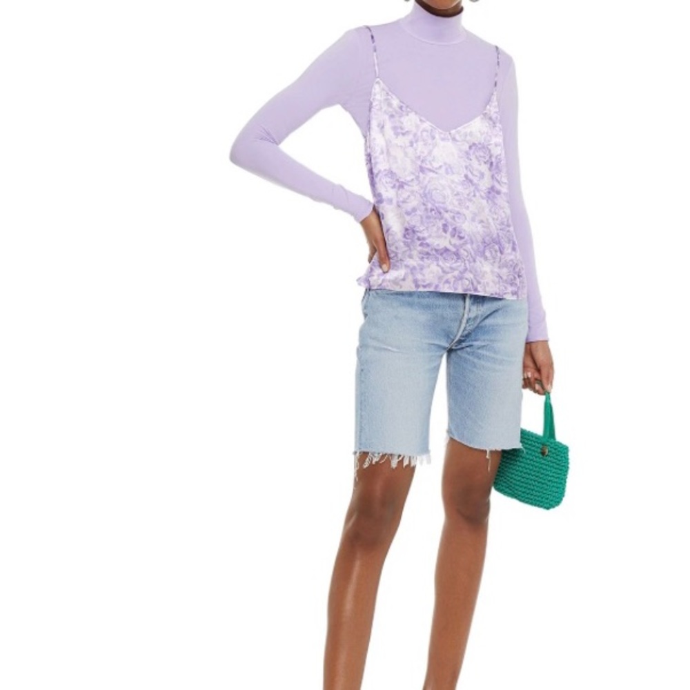 Ganni Floral print satin camisole Lavender Sz 36